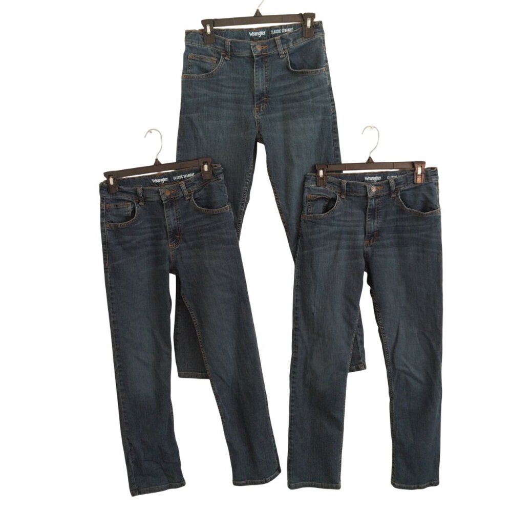 Wrangler Classic Straight Leg Boys Denim Jeans Size 16 Regular Bundle Set 3 Pair